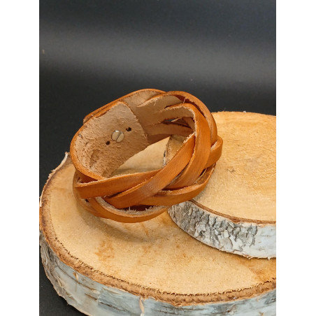 Bracelet Cuir tressée couleur Brin boisée