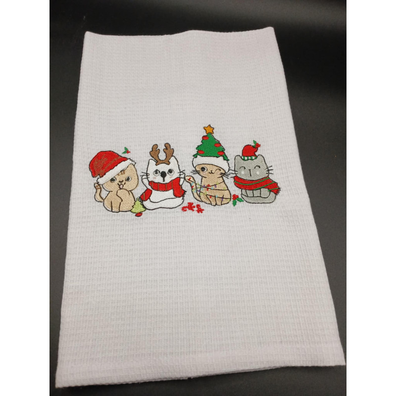 Torchon Chat de Noël