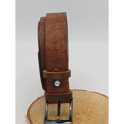 Ceinture cuir Marron "Forêt"