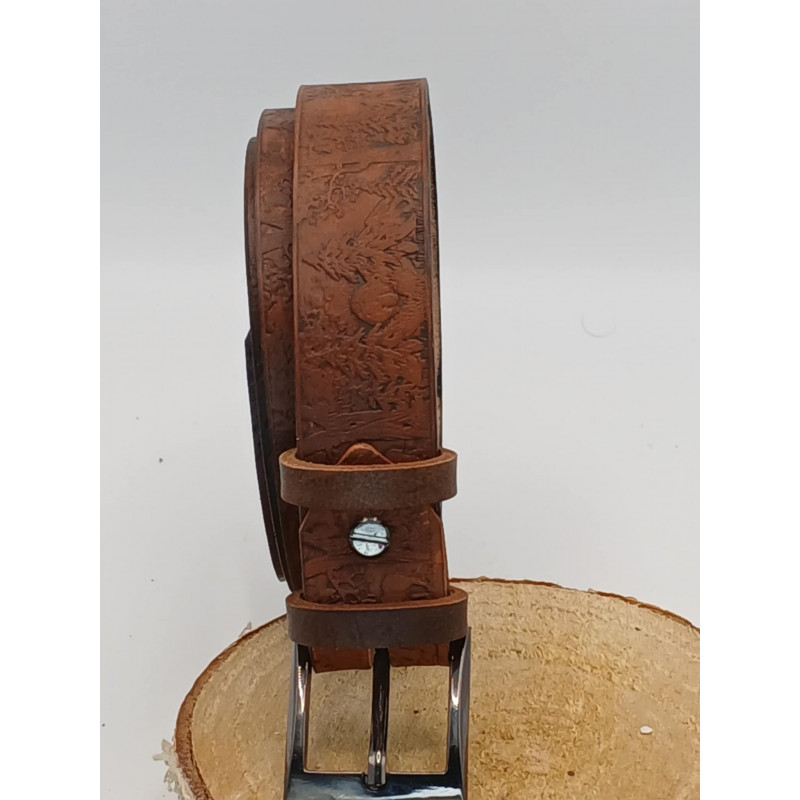 Ceinture cuir Marron "Forêt"